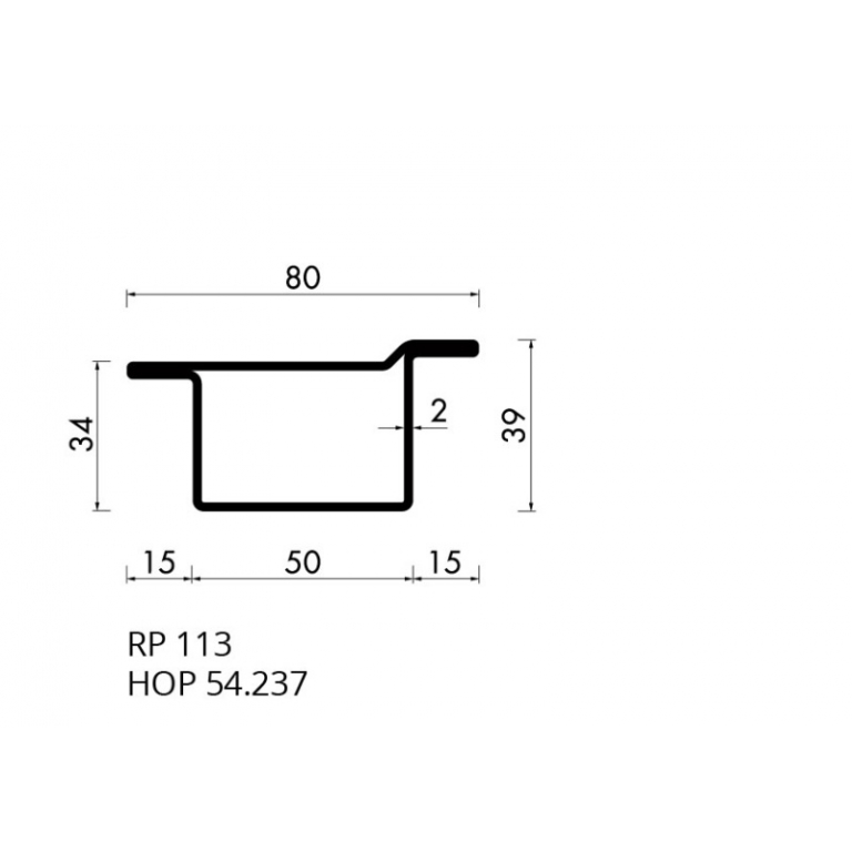Staal hop profiel 54237 S235JRG2 -     6.000