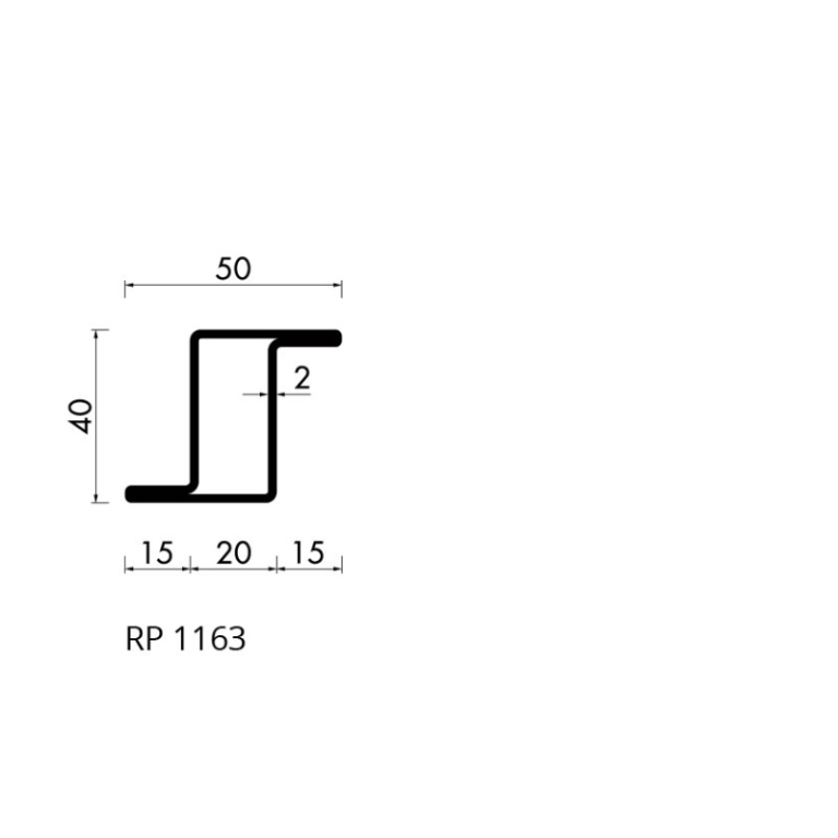 Staal hop profiel 1163 S235JRG2 -     6.000