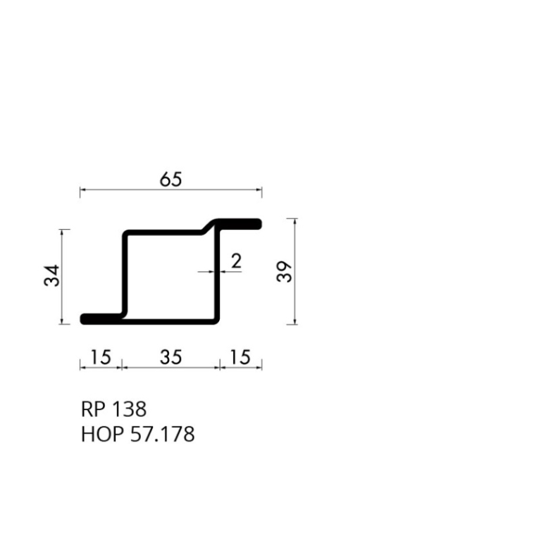 Staal hop profiel 57178 S235JRG2 -     6.000