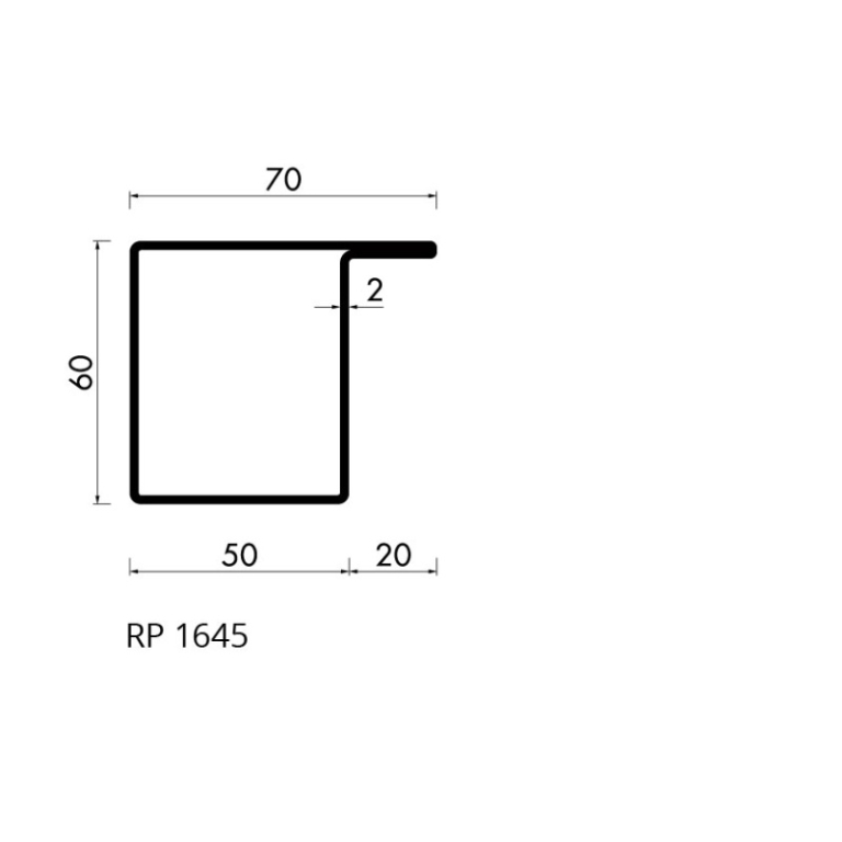 Staal hop profiel 1645 S235JRG2 -     6.000