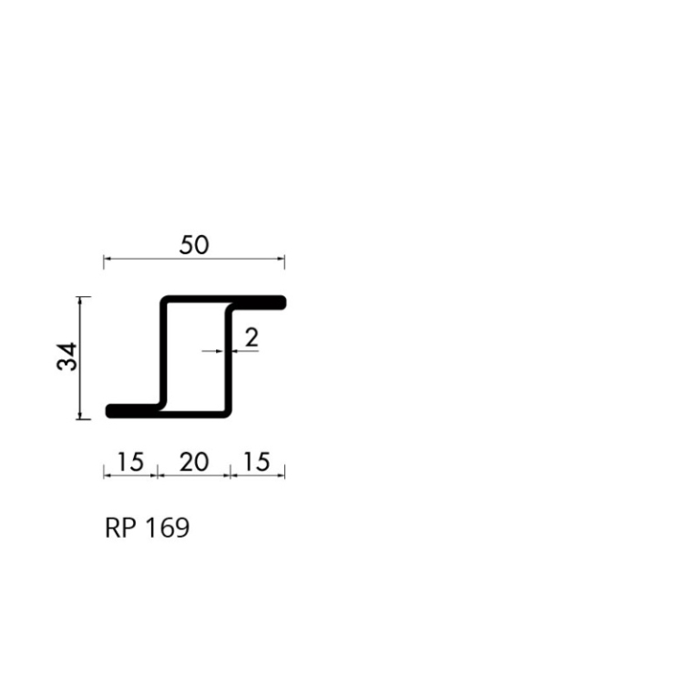 Staal hop profiel 169 S235JRG2 -     6.000